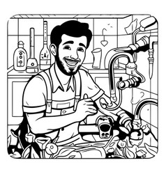 Plumber In The Kitchen Black And White