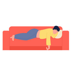 Man Sleep On Couch Home Leisure Resting Sofa