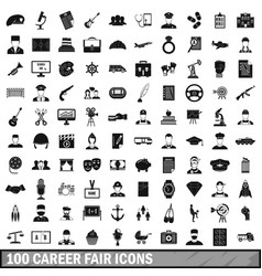 100 Career Fair Icons Set Simple Style