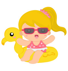 Cute Little Girl With Duck Floaties Clipart