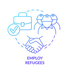 Employ Refugees Blue Gradient Concept Icon