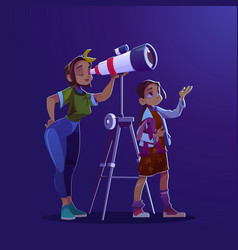 Girl And Woman Looking Through Telescope