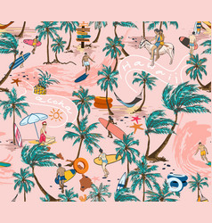 Island Palm Hawaii And Activity On Beach Pattern