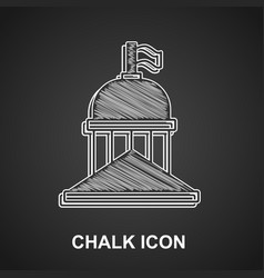 Chalk White House Icon Isolated On Black