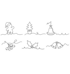 Set Of Christmas Line Arts Continuous