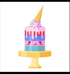 Cute Birthday Cake With Ice Cream Cone