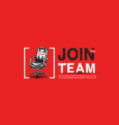 Join Our Team With Sign Vacant Office Chair Red