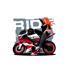 Woman Sits On Sport Bike