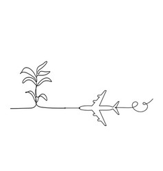 Abstract Tree With Plane As Line Drawing