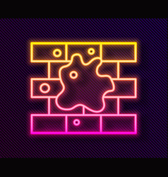 Glowing Neon Line Painting The House Icon Isolated