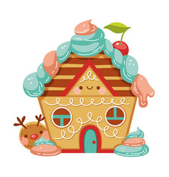 Kawaii Christmas Gingerbread House Cartoon