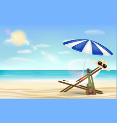 Relax Beach Chair Umbrella With Sea Beach