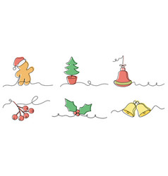 Set Of Christmas Line Arts With Color Backdrop