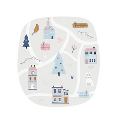 Cute Christmas City Map With Holiday Streets