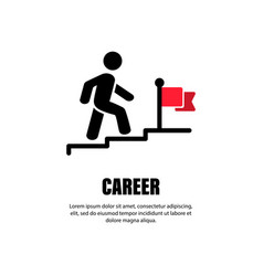 Career Line Icon Businessman Walking Upstairs