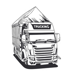 Cargo Transport Truck Line Art