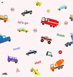 Cute Kids Car Seamless Pattern Colorful