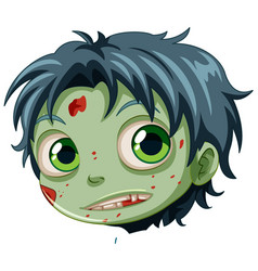 Green-skinned Male Teen Zombie Cartoon Face