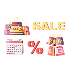 Shopping Paper Bags With Sale Tag Calendar