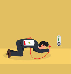 Businessman With Low Battery Indicator