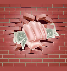 Money Fist Punching Through Wall