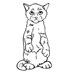 Cat Standing On Hind Legs Hand Drawn Black