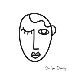 Fashion Cubism One Line Drawing Human Face