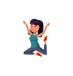 Joyful Chinese Girl Teenager Exercise Yoga Cartoon