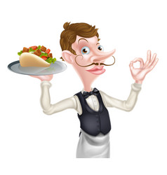 Cartoon Perfect Kebab Pita Waiter