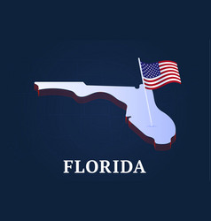 Florida State Isometric Map And Usa Natioanl Flag