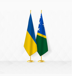 Ukraine And Solomon Islands Flags On Flag Stand