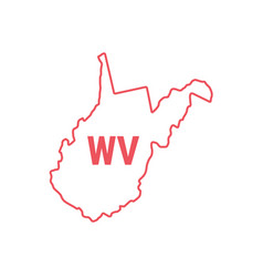 West Virginia Us State Map Red Outline Border