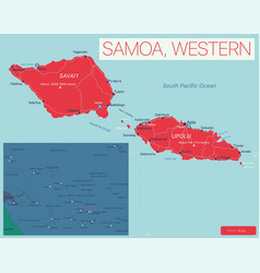 Western Samoa Detailed Editable Map