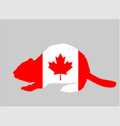 Canada Flag Over Beaver Silhouette