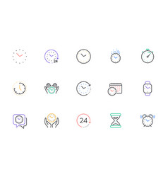 Time And Clock Line Icons Timer Alarm