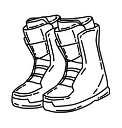 Winter Snowboarding Boots For Men Icon Doodle