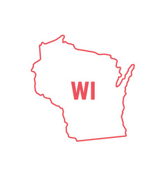 Wisconsin Us State Map Red Outline Border