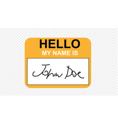 Yellow Tag My Name Is John Doe