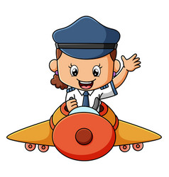 Cute Pilot Girl Is Flight The Plane