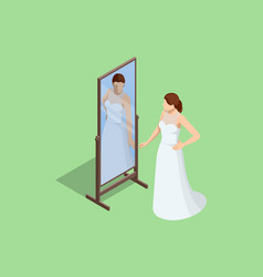 Isometric Bride Is Standing In Front Of Mirror