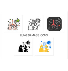 Lung Damage Icons Set