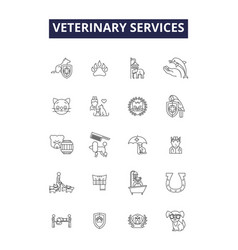 Veterinary Services Line Icons And Signs