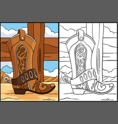 Cowboy Boots Coloring Page Colored