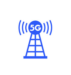 5g Antenna Tower Transmitter Icon On White