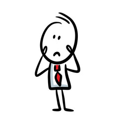 Doodle Office Worker In Costume And Red Tie With