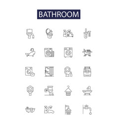 Bathroom Line Icons And Signs Shower