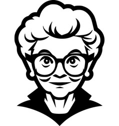 Grandma - Black And White Isolated Icon