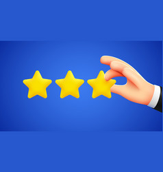 Hand Pointing Three Gold Star Rating Modern 3d