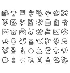 Motivational Speaker Icons Set Outline