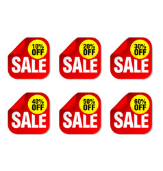 Sale Red Sticker Set 10 20 30 40 50 60 Off